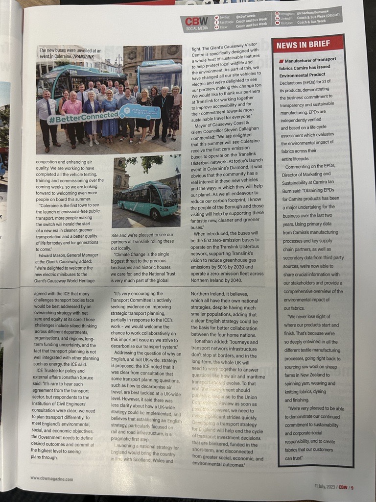 Camira (@camira) on Twitter photo News of our Environmental Product Declarations reached <a href="/CBWtweets/">Coach & Bus Week</a> 🤩 #transportfabrics News of our Environmental Product Declarations reached <a href="/CBWtweets/">Coach & Bus Week</a> 🤩 #transportfabrics