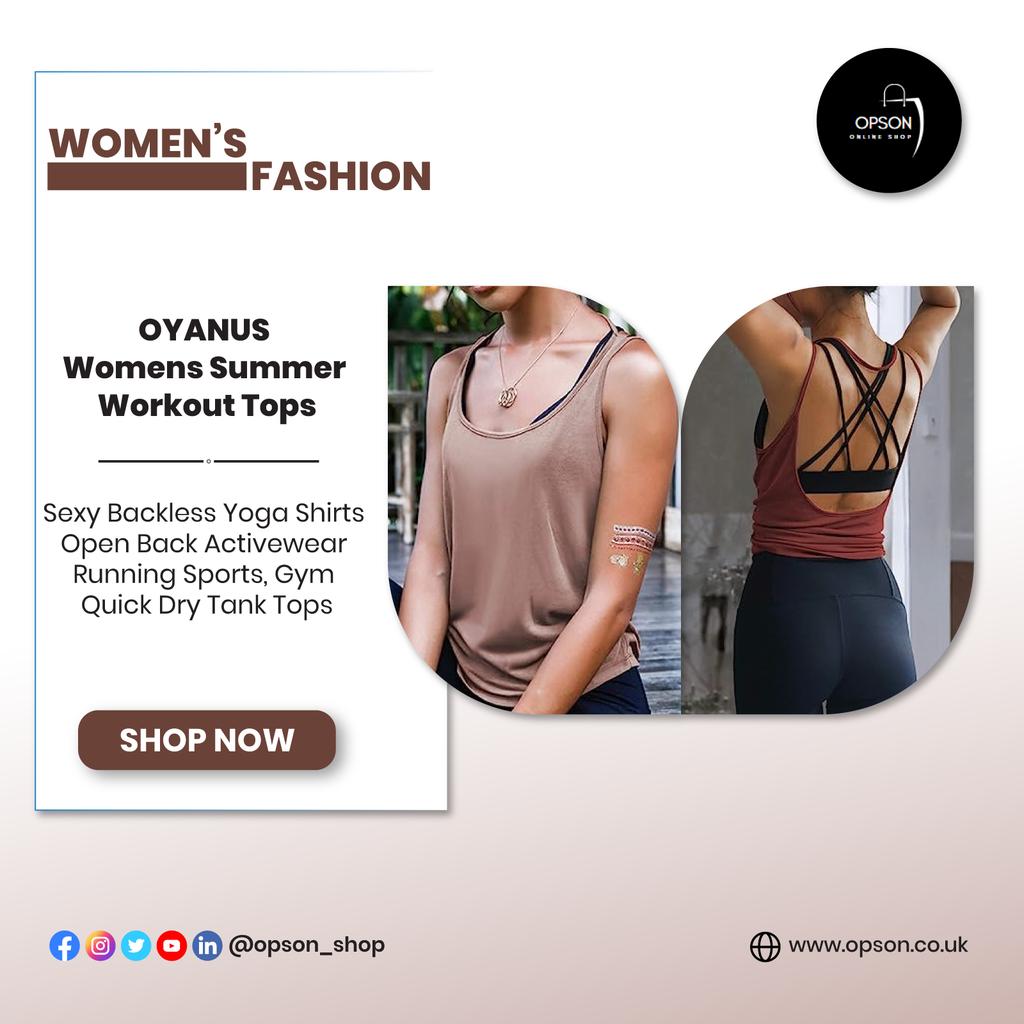 OYANUS Womens Summer Workout Tops Sexy Backless Yoga Shirts Open Back  Activewear