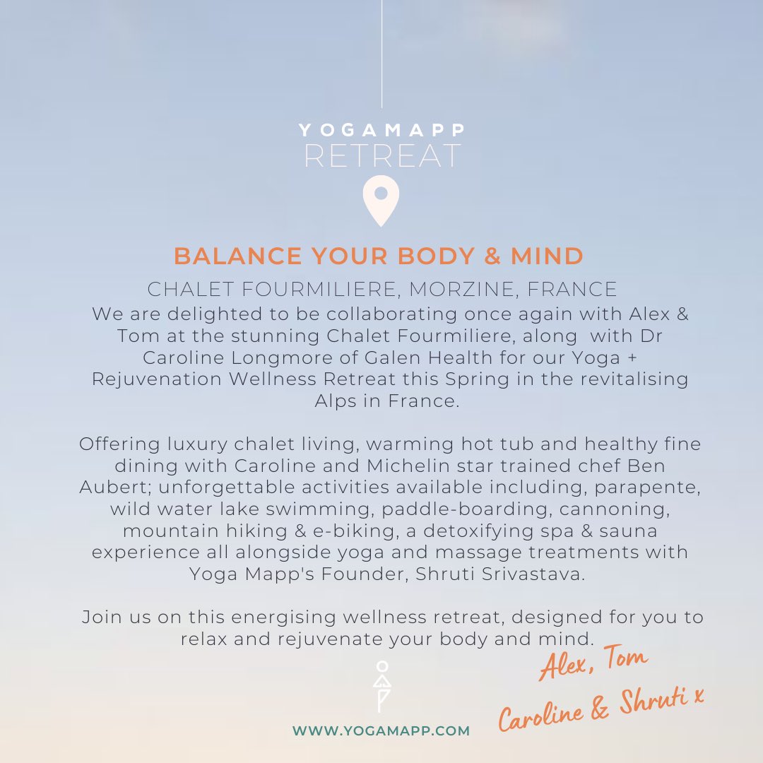 yoga_mapp's tweet photo. Join us in May for our Spring Rejuvenation #YogaRetreat at #ChaletFourmiliere #Morzine with soulful, nutritious fine dining, rejuvenating yoga, alpine hikes, relaxing massage and time to chillll. DM for info! https://t.co/6xYnsIStqM