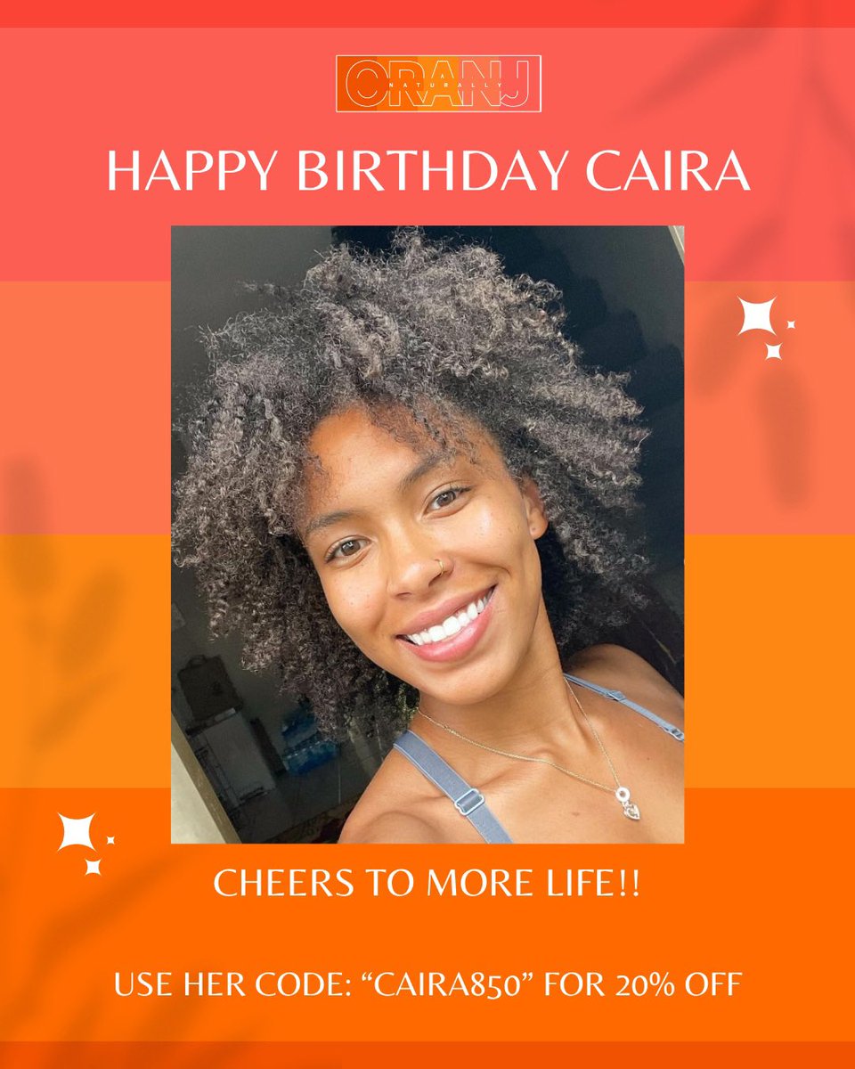 naturallyoranj's tweet image. Join us today in wishing our girl Caira a Happy Birthday! 🎉 You are blessed and we are glad to have you apart of the team🍊. May God bless you to see many more! 🙏🏾

Use her code: “Caira850” at checkout for $$ OFF