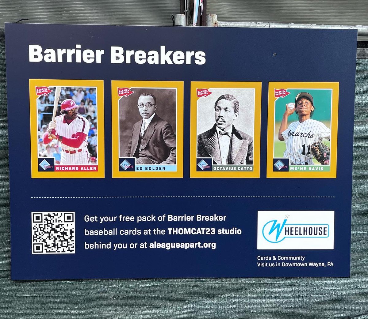onlyTGI's tweet photo. A League Apart exhibition is now on display at Cherry Street Pier. 

The exhibition highlights the importance of the Philadelphia Negro Leagues by including short biographies and beautiful photographs, focusing on Octavius Catto, Ed Bolden, Richard “Dick” Allen, and Mo’ne Davis. https://t.co/0SDMPffOqU