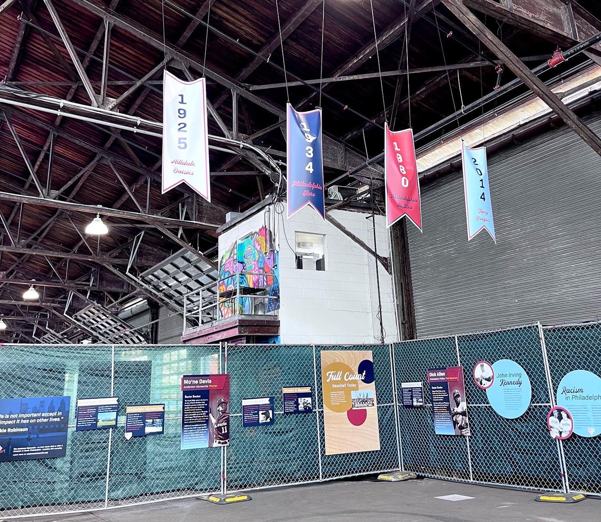 onlyTGI's tweet photo. A League Apart exhibition is now on display at Cherry Street Pier. 

The exhibition highlights the importance of the Philadelphia Negro Leagues by including short biographies and beautiful photographs, focusing on Octavius Catto, Ed Bolden, Richard “Dick” Allen, and Mo’ne Davis. https://t.co/0SDMPffOqU