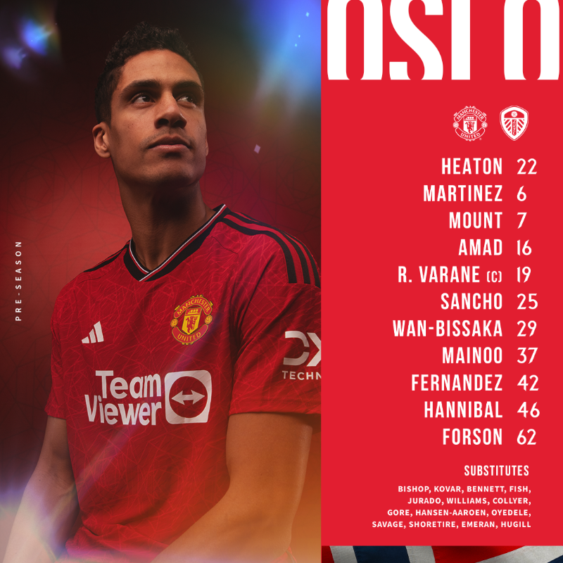 ManUtd's tweet photo. Erik's first line-up of 2023/24 pre-season is in! 🚨

#MUFC