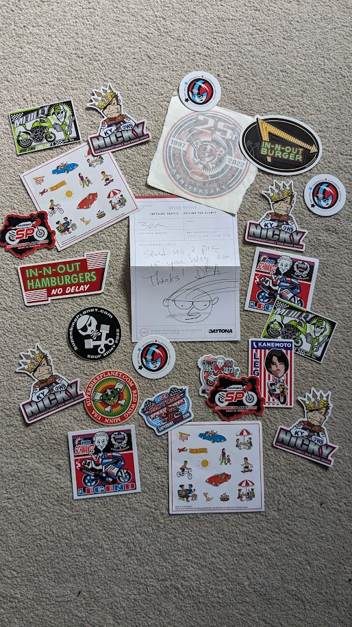 deFrainedeSigns's tweet photo. Thanks Dean @superbikeplanet for the stickers.  Top man!!

@defraine https://t.co/w8cF0pmYy8