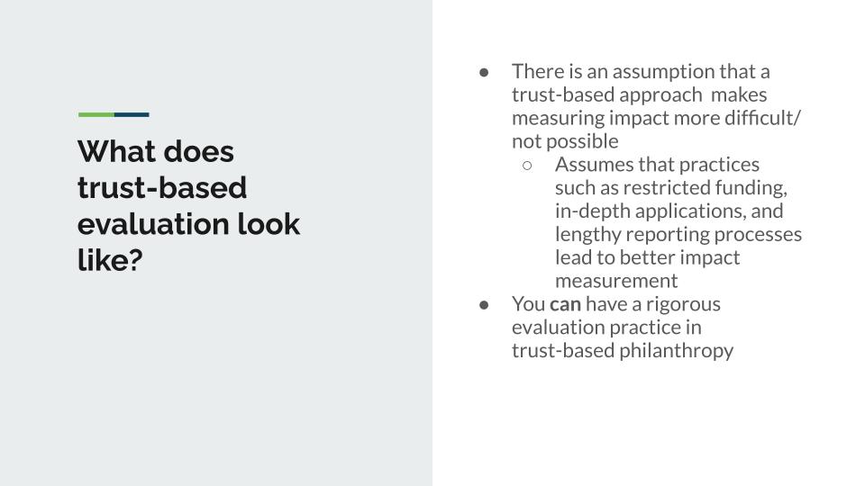 TrustBasedPhil's tweet photo. Are you wondering what #trustbased evaluation looks like? There is a myth that there is no rigor in this approach. However, we encourage more learning instead of focusing mainly on funder metrics - instead we think more about collaborative metrics &amp; goal setting. #DemystifyingTBP https://t.co/TxOfwsKZTo