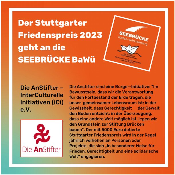 Wir haben den Stuttgarter Friedenspreis 2023 gewonnen.
