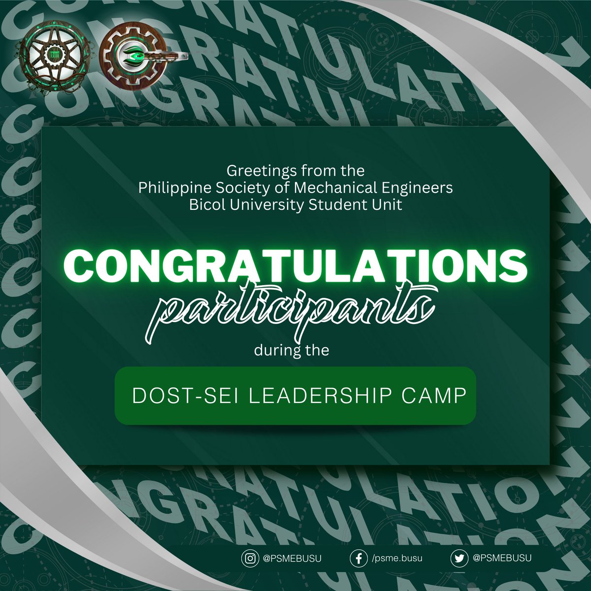 PSMEBUSU's tweet photo. Initiatives which lead to unforgettable accomplishments start from within. A big round of applause to those who dared to conquer the camp and returned to lead and inspire! 👏 https://t.co/QxYEC88HJZ
