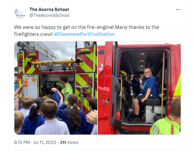 EPortFS's tweet photo. Yesterday Green Watch visited @TheAcornsSchool to deliver fire safety education to the pupils of year 4 and 5. The homework for the session was to check you have working smoke alarms within the home. #testsmokealarms https://t.co/TiXXEI6z5b