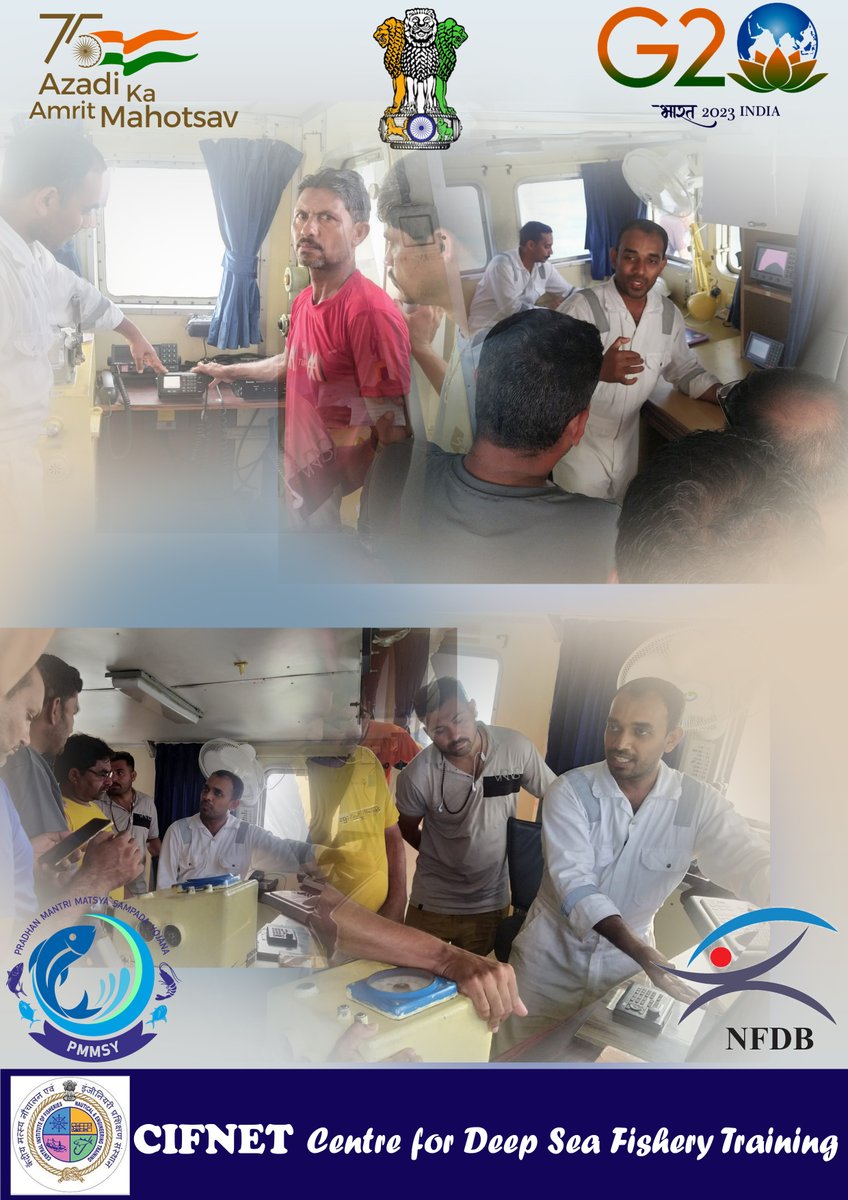 CifnetH's tweet photo. CIFNET conducted #SkillTrainingProgramme onboard Vessel M V Prashikshani for 12 Fishermen from Gujarat in #Capacitybuilding in #Deepsea Fishing & #OnboardHandlingofTuna sponsored by #MPEDA-#NETFISH &Funded by #NFDB under #PMMSY @FisheriesGoI @PRupala @PIB_India @Murugan_MoS https://t.co/9VJtOWyhBX
