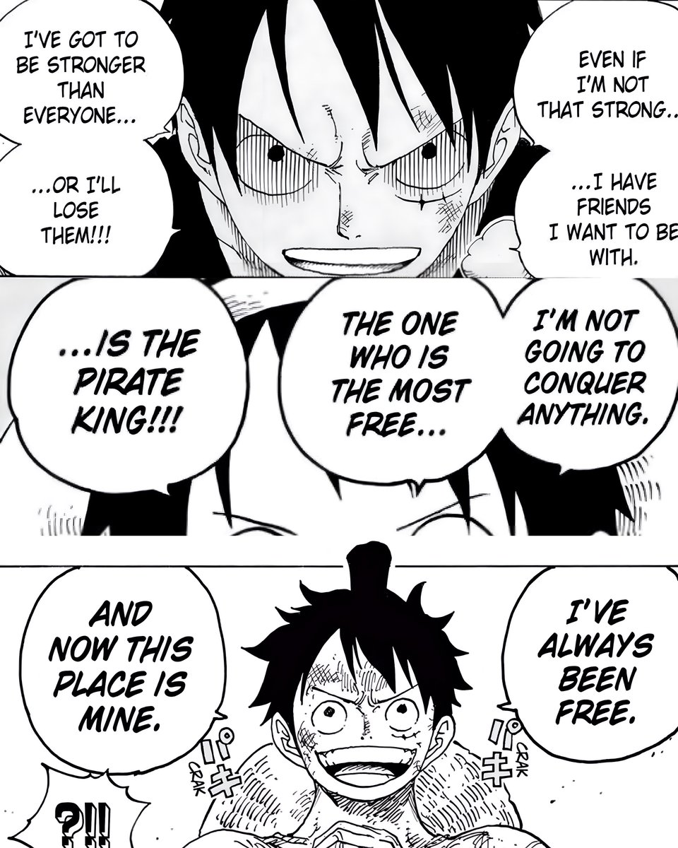 I hate when people act like luffy’s just an idiot. In reality, he understands his identity, prioritizes his friends, cherishes his freedom, and embraces every step of his journey. Nothing else about his personality needs to be explored cause he ain’t hiding nothin
