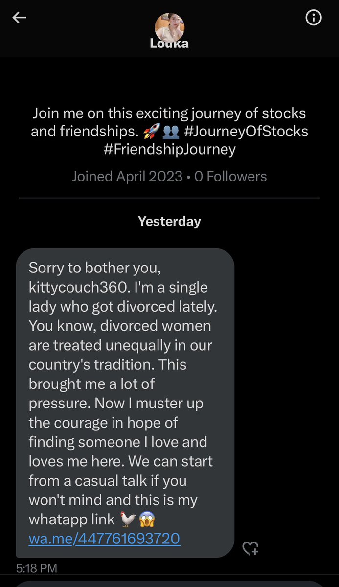 kittycouch360's tweet photo. how interesting!
2 different users sent the same exact message 5 hours apart. 
hmmm, I don’t think it’s a scam at all ~ said no one ever! 🤣

@Louka4734230871 @BruceHaile74354 https://t.co/efvXjUt7uJ