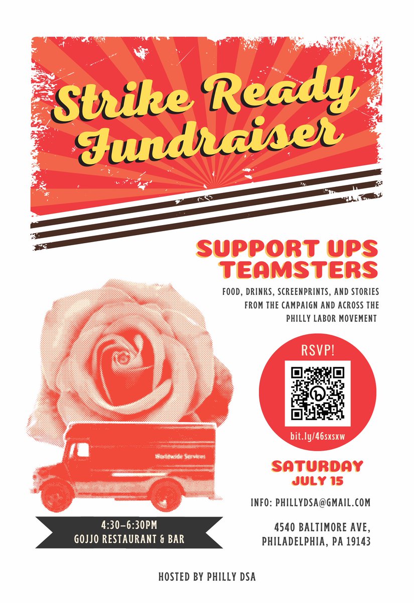 PhillyJwJ's tweet photo. 4. Also on Saturday (7/15), @PhillyDSA is hosting a fundraiser at 4:30PM at Gojjo (4540 Baltimore Avenue). Hear from workers about what's at stake and what a fair contract would look like! 

RSVP at https://t.co/u092mhcsDb https://t.co/jcHkfATBUW