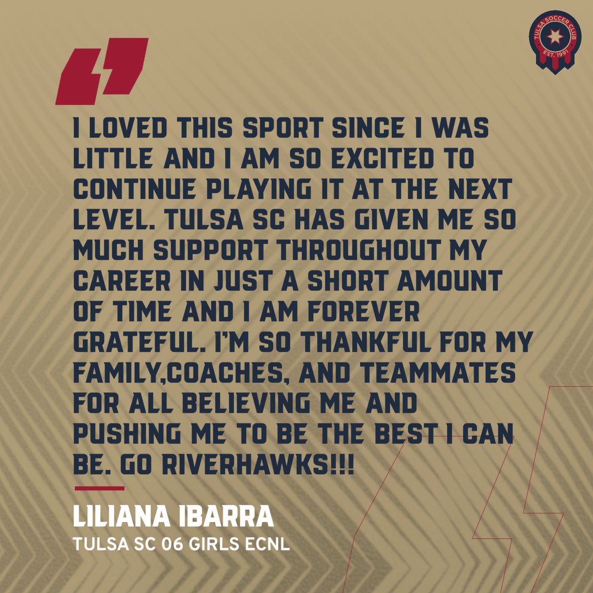 TulsaSC's tweet photo. 𝙲𝙾𝙼𝙼𝙸𝚃𝚃𝙴𝙳 🦅

Congratulations @TulsaSC_06_ECNL @ECNLgirls player @lilianaibarra06 on verbally committing to @RiverHawksWSoc ‼️💯⚽️

#TulsaSC https://t.co/YnCwmZToMT