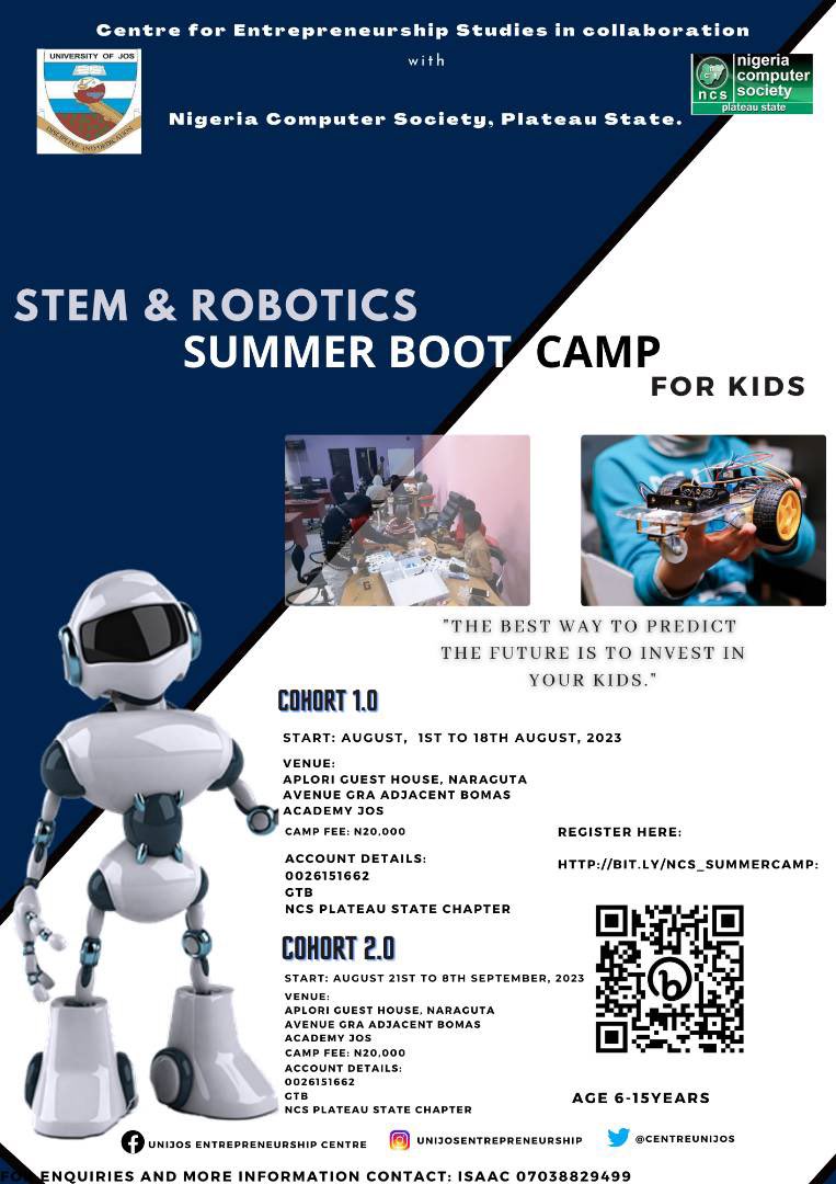 dollardante's tweet image. Summer boot camp trainings for your kids by @CentreUnijos in collaboration with @ncsplateau keep the kids busy this holiday venue is @aplori_org guest house Tudun Wada GRA. @unijos #tech4kids #jos #STEMeducation