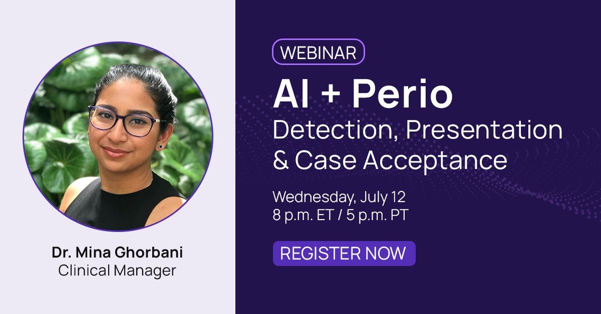 Join Dr. Mina Ghorbani tonight to learn how dental AI can help detect periodontal disease so patients can get the care they need to keep their teeth.  bit.ly/3rw0J2f