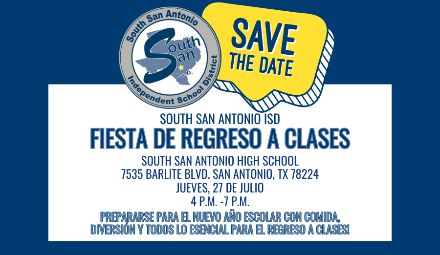 ssaisd's tweet photo. FRIENDLY REMINDER: Just two weeks remain until our SSAISD Back-to-School Bash! Join us at @SSAISDssahs on July 27 from 4pm to 7pm as we kick off the new academic year with a bang!

We will have free haircuts, school supplies and so much more to offer. We hope to see you there! https://t.co/56XrsUgeS8