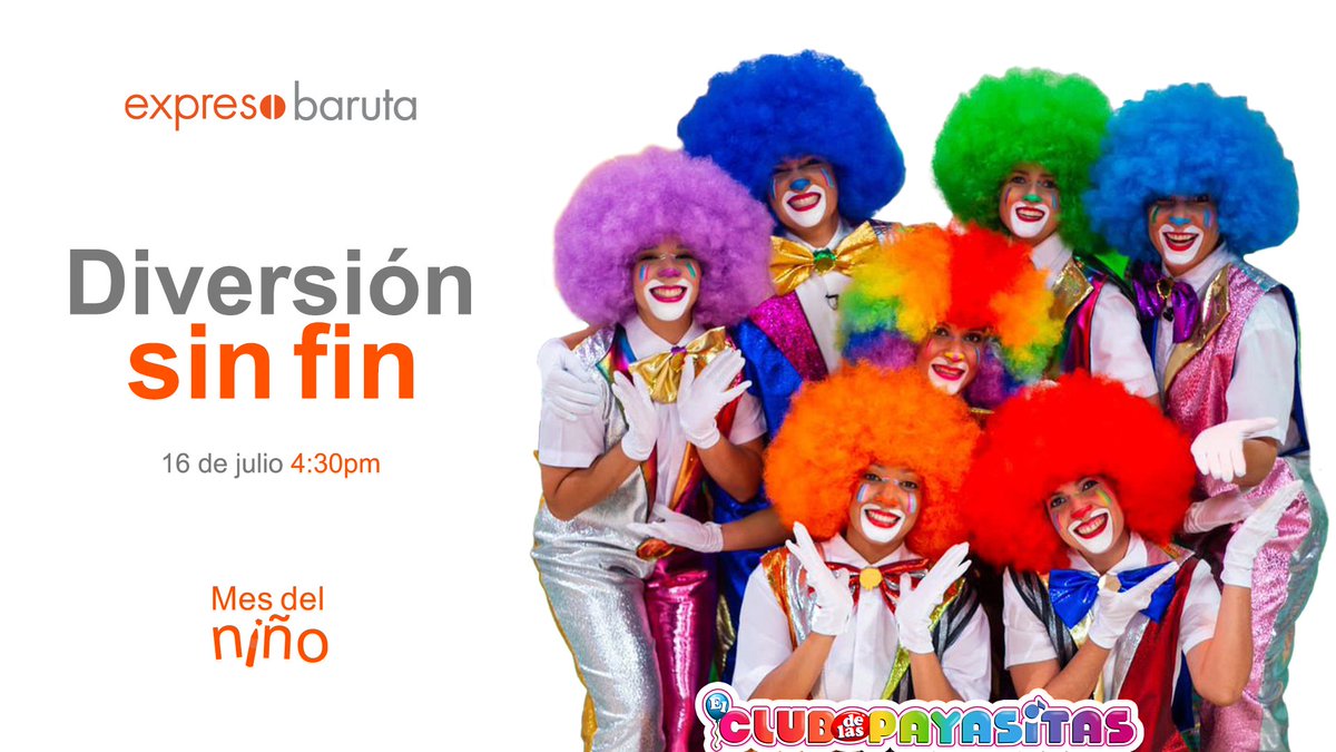 ¿Te lo vas a perder?

El próximo domingo 16 de julio, en nuestro #expresoBaruta nos divertiremos en familia con @elclubdelaspayasitas 
Tendremos actividades y muchas sorpresas ¡Te esperamos!

Centros Expreso #UnlugarParaTi🧡 

#niños #familia #caracas #baruta🍃