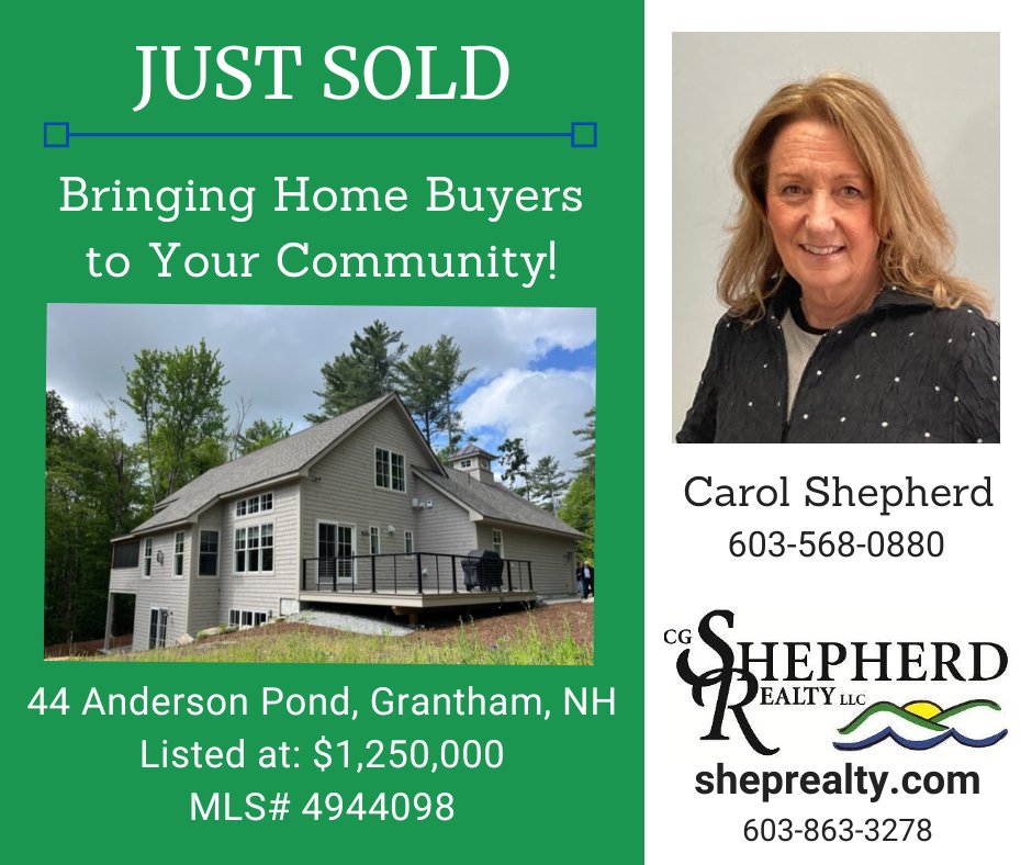 CGSheprealty's tweet photo. Bringing #homebuyers to Grantham, NH! Great work, @CarolShepRealty! #nhrealtor #nhrealestate #homesold #buyeragent https://t.co/Ar5Jl5zgFB