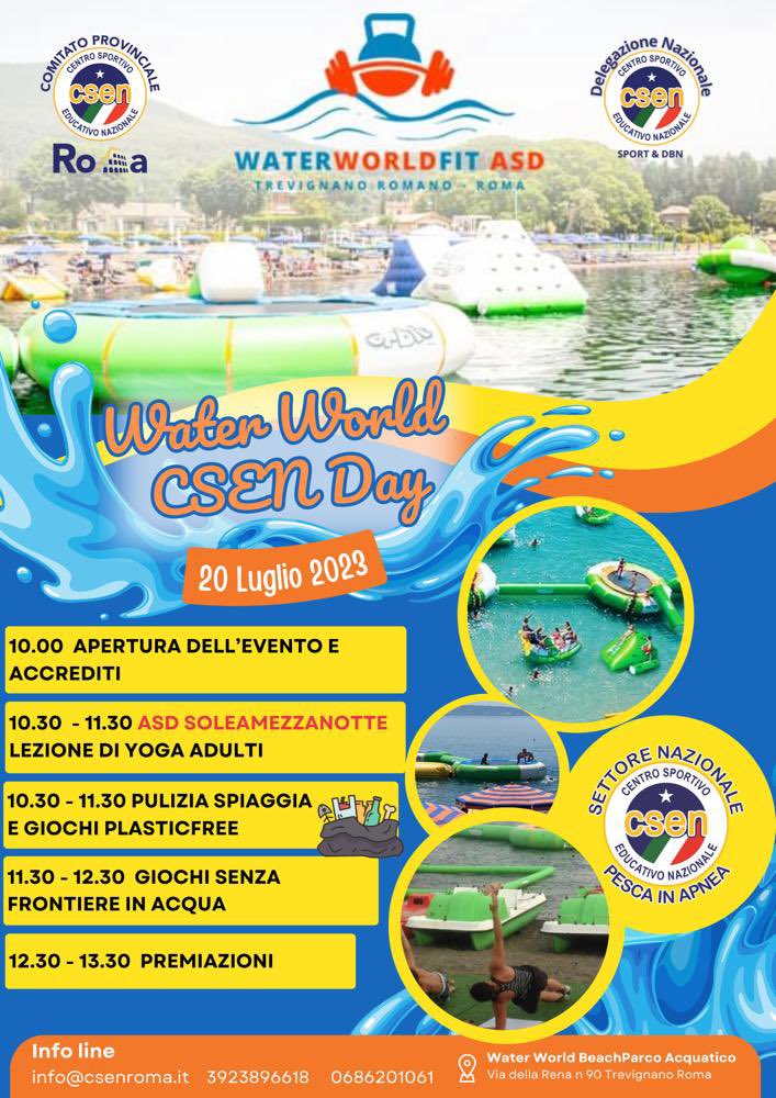 🌟🌟 Giovedì 20 Luglio vi invitiamo al Lago di Trevignano via della Rena 90 per trascorrere insieme una mattina ricca di sport e divertimento! 
#CsenRoma
#waterworldfit 
#settorenazionalepescainapnea
#soleamezzanotte
#yoga