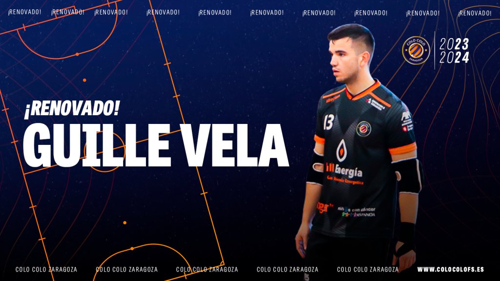 Guille Vela renueva por el <a href="/ColoColoZaragoz/">Colo Colo Zaragoza</a>.

El epilense seguirá una temporada más defendiendo los colores del equipo de Alfonso Rodríguez.

#LaVozDelFutsalAragones