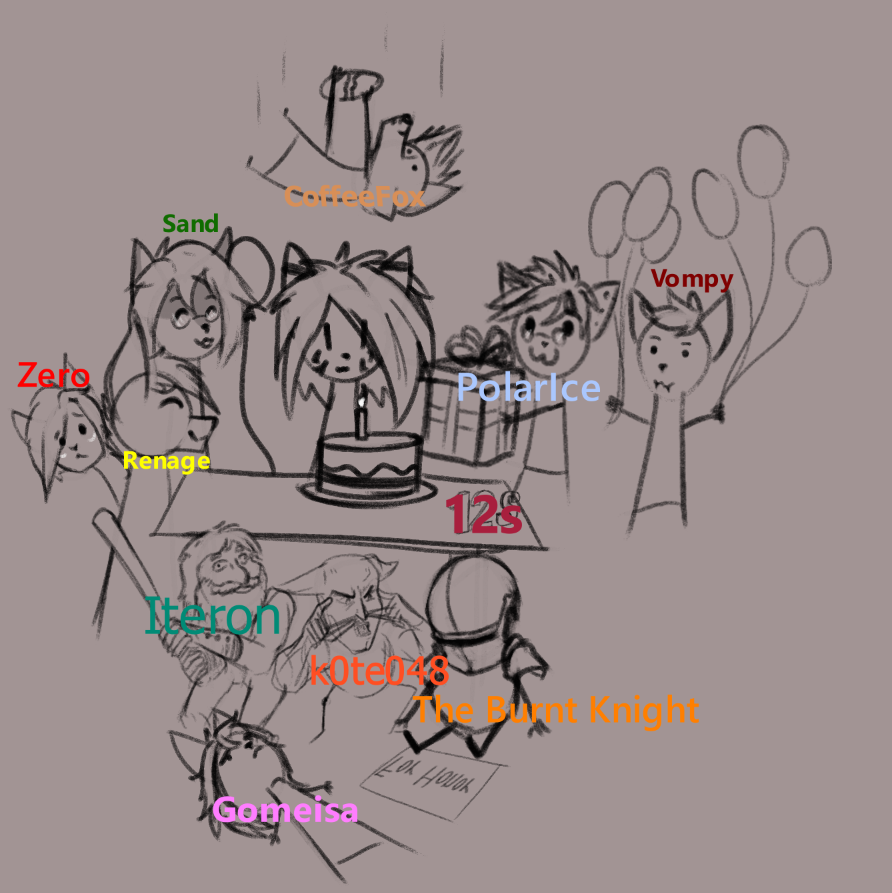 fluffterry's tweet photo. Today is my birthday. This is a silly simple sketch of some of my friends and acquaintances. It's just something spontaneous that I was asked to draw in a stream chat. I'm sure I wanted to draw more friends, but... this insane heat makes me melt💀💦 https://t.co/rjYCIb8n8F