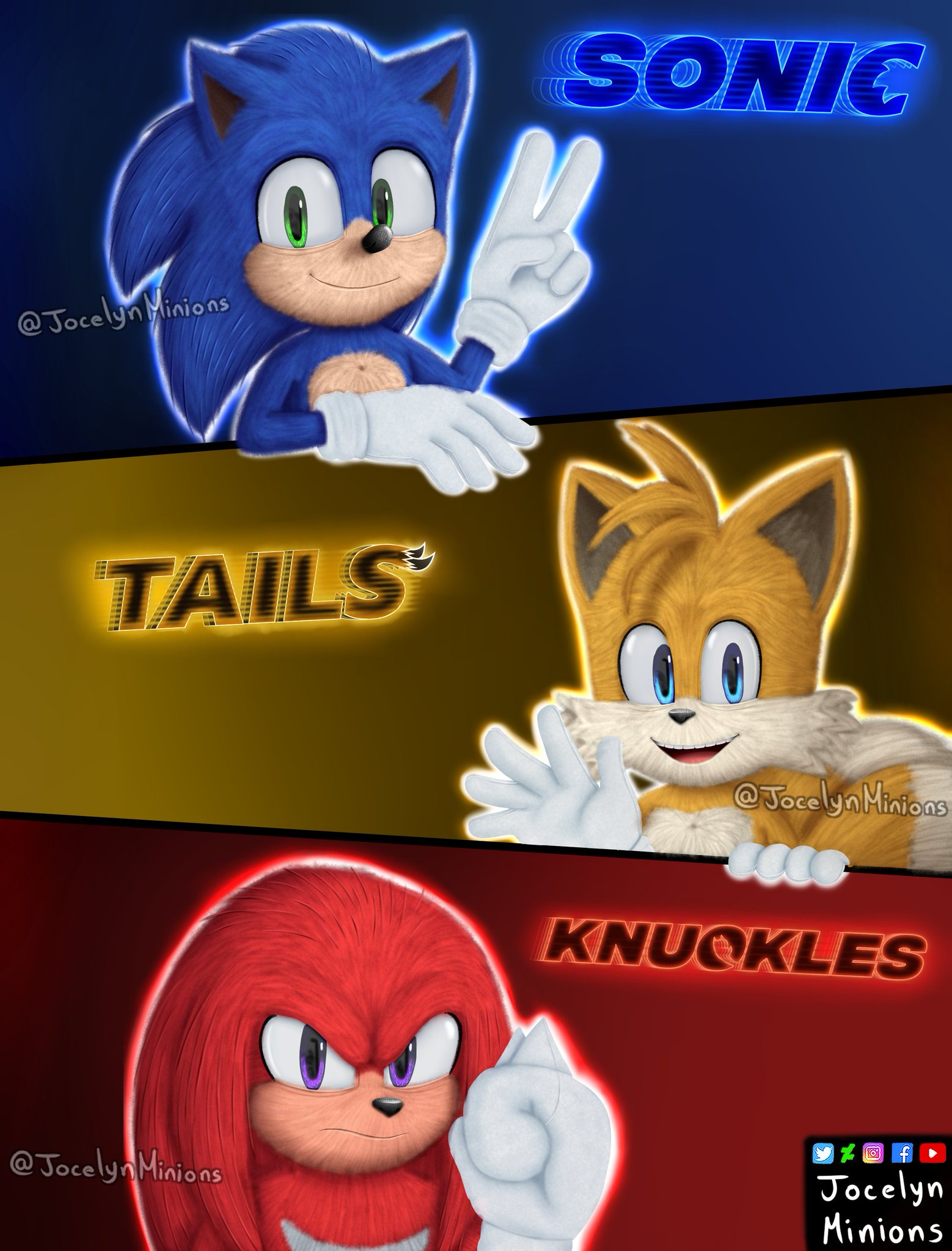 OPEN 8/?)JocelynMinions on Twitter "Sonic Tails And Knuckles Movie Sonic 