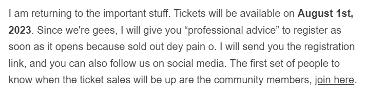MubarDauda's tweet photo. Another Day telling you to kill that reason of you not coming to #DataFestAfrica2023 #93Daystogo #DFA2023 https://t.co/91scew4S6Q