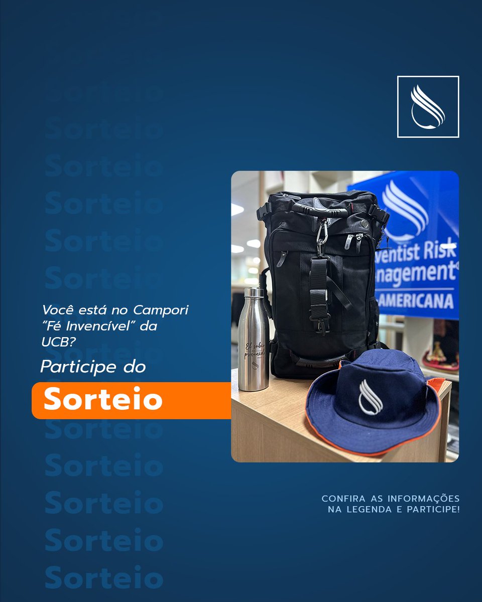 ESTE NÃO É O CARD OFICIAL.

A ARM está no Campori “Fé Invencível” da União Central Brasileira!

E tem sorteio acontecendo no Instagram <a href="/armsulamericana/">ARM Sul-Americana</a> para quem está no Campori!

Vamos sortear 1 kit contendo:
🎒 Mochila de Camping 
💧 garrafinha de água 
🧢 Chapéu  

Participe!