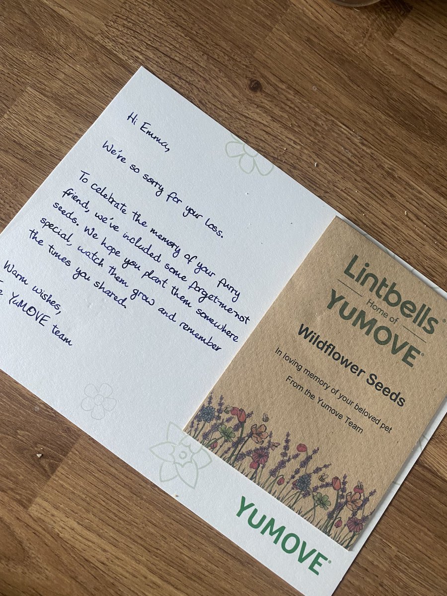 Thank you @YuMOVE for the lovely note &amp; wildflower seeds. Such a lovely sentiment 🐾 #petloss