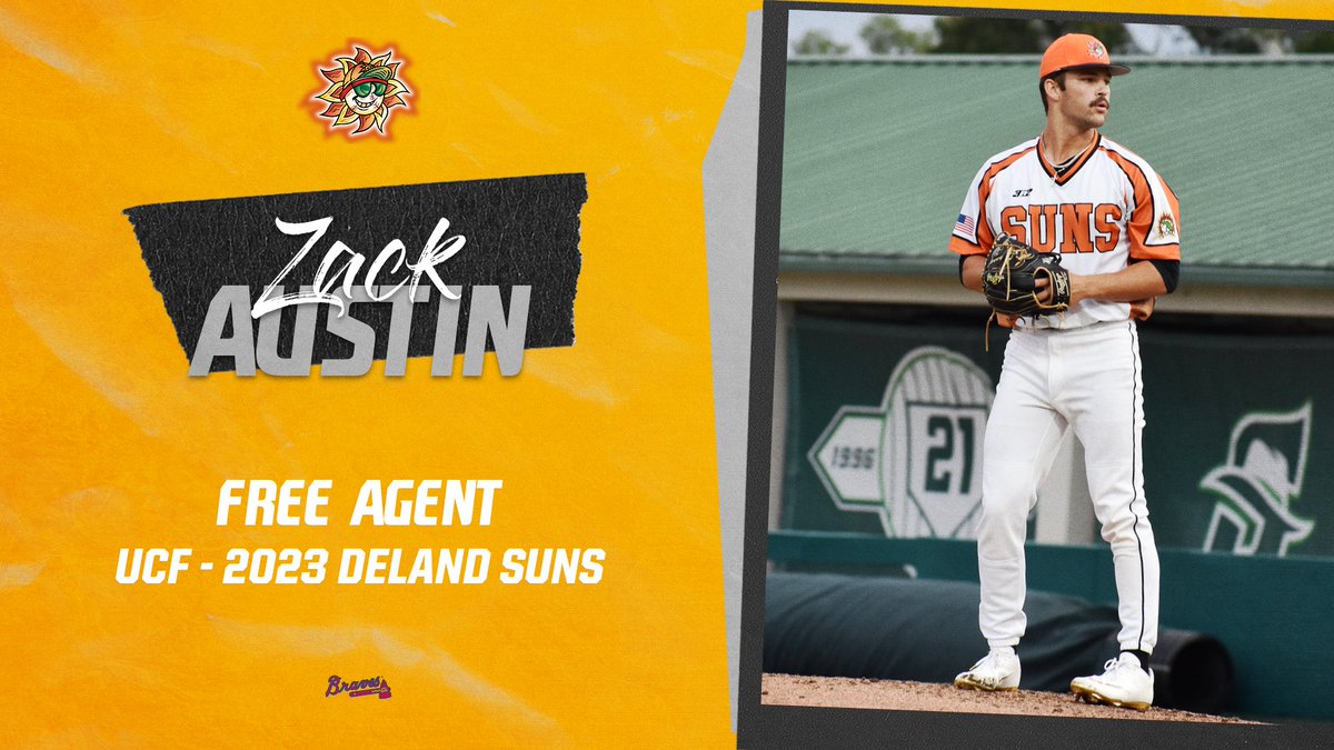 Florida League (@floridaleague) on Twitter photo We've got a FOURTH current player headed to professional baseball!
The meteoric summer of <a href="/UCF_Baseball/">UCF Baseball</a>'s <a href="/zaust1201/">Zack Austin</a> concludes with a professional contract, as the <a href="/DeLandSuns/">DeLand Suns</a> fireballer heads to the <a href="/Braves/">Atlanta Braves</a>! We've got a FOURTH current player headed to professional baseball!
The meteoric summer of <a href="/UCF_Baseball/">UCF Baseball</a>'s <a href="/zaust1201/">Zack Austin</a> concludes with a professional contract, as the <a href="/DeLandSuns/">DeLand Suns</a> fireballer heads to the <a href="/Braves/">Atlanta Braves</a>!