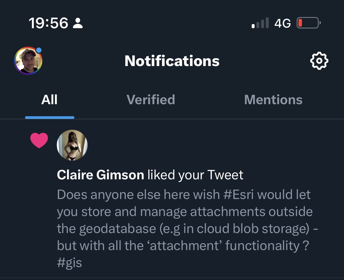 spatialPhil's tweet photo. Not too sure who Claire Gimson is … but really enjoying her passion for geodatabase attachments 🤪😂 https://t.co/w5RmVnCk0t