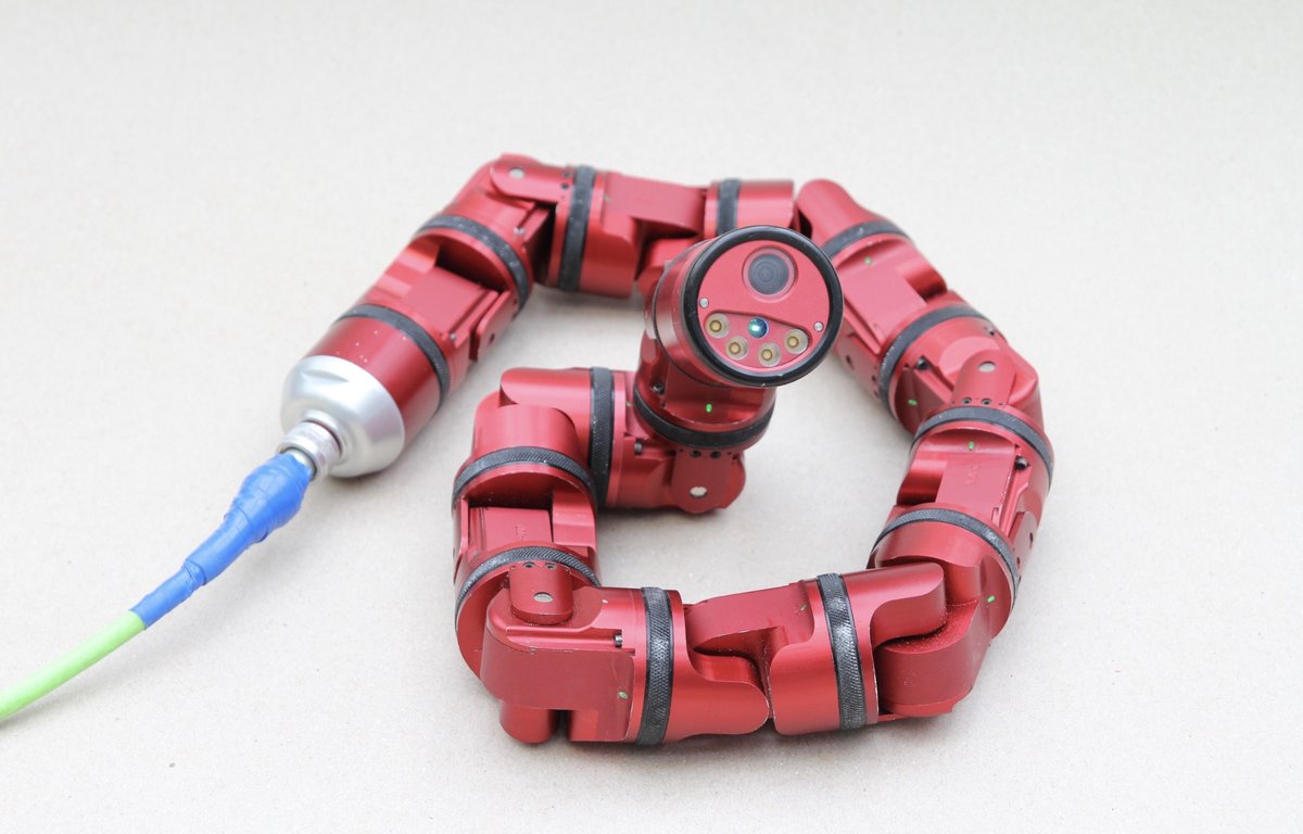 cmubiorobotics's tweet photo. Our iconic modular snake robots are ideal for navigating tough terrains and hard to explore locations.  Due to their internal degrees of freedom, they can perform locomotion capabilities that go beyond that of wheeled and legged robots.

https://t.co/3aQaHP3d5p https://t.co/AslA7kX3xx