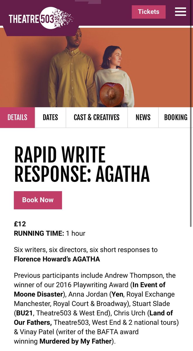 I’m doing a thing at <a href="/theatre503/">Theatre503</a> - this coming Sunday &amp; Monday. Have a look and grab some tix. Be good to see you!