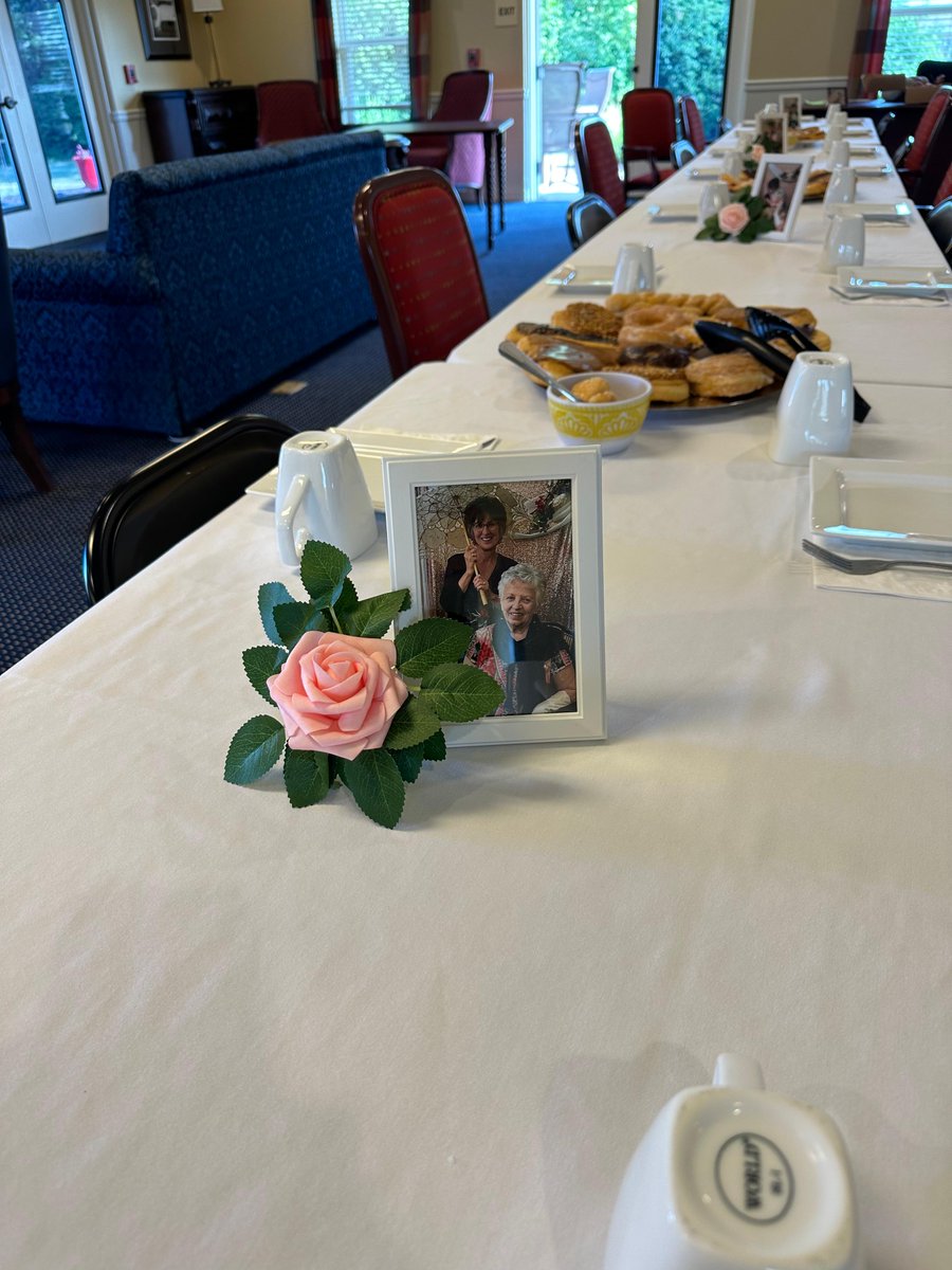 SpringhurstHC's tweet image. Our Villa residents were surprised at Donuts and Conversation by having their table decorated with pictures of some of their very own Villa family members. 
These pictures were taken at a Mother's Day Tea in the main campus. 
#TrilogyLivingMakingMemories