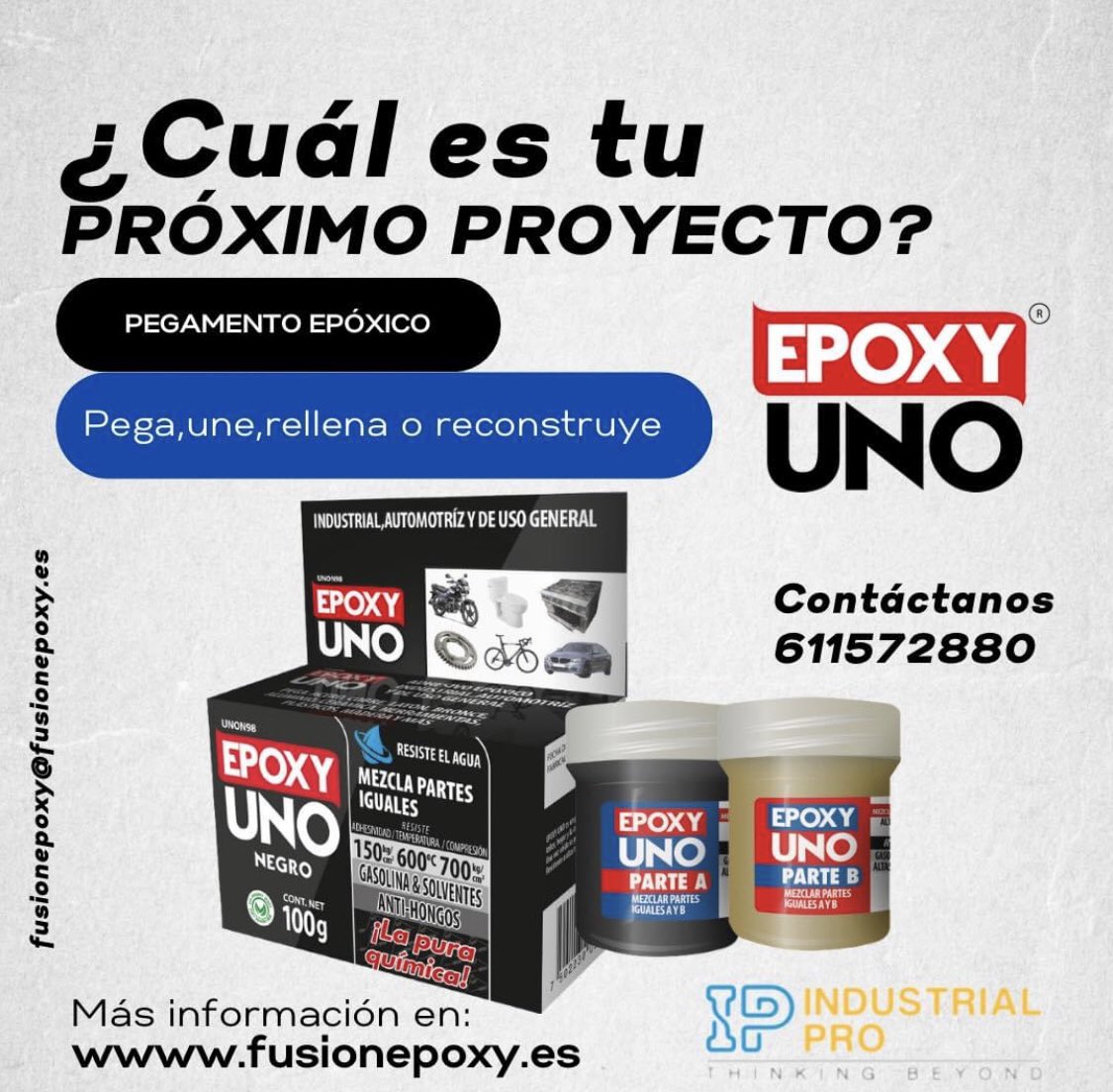 EpoxyFusion's tweet image. Serie Epoxy Uno

Epoxy Uno , Pegamento Epóxico Textura pasta. 

Pega, une y rellena!! 

Une, plástico, madera, fibra de vidrio, cerámica y cartón. 

Serie Epoxy Uno 
Pegamento Epóxico en pasta 

✅Pega, une o rellena

✅Fácil de usar 

Que no falte en tu taller o negocio!