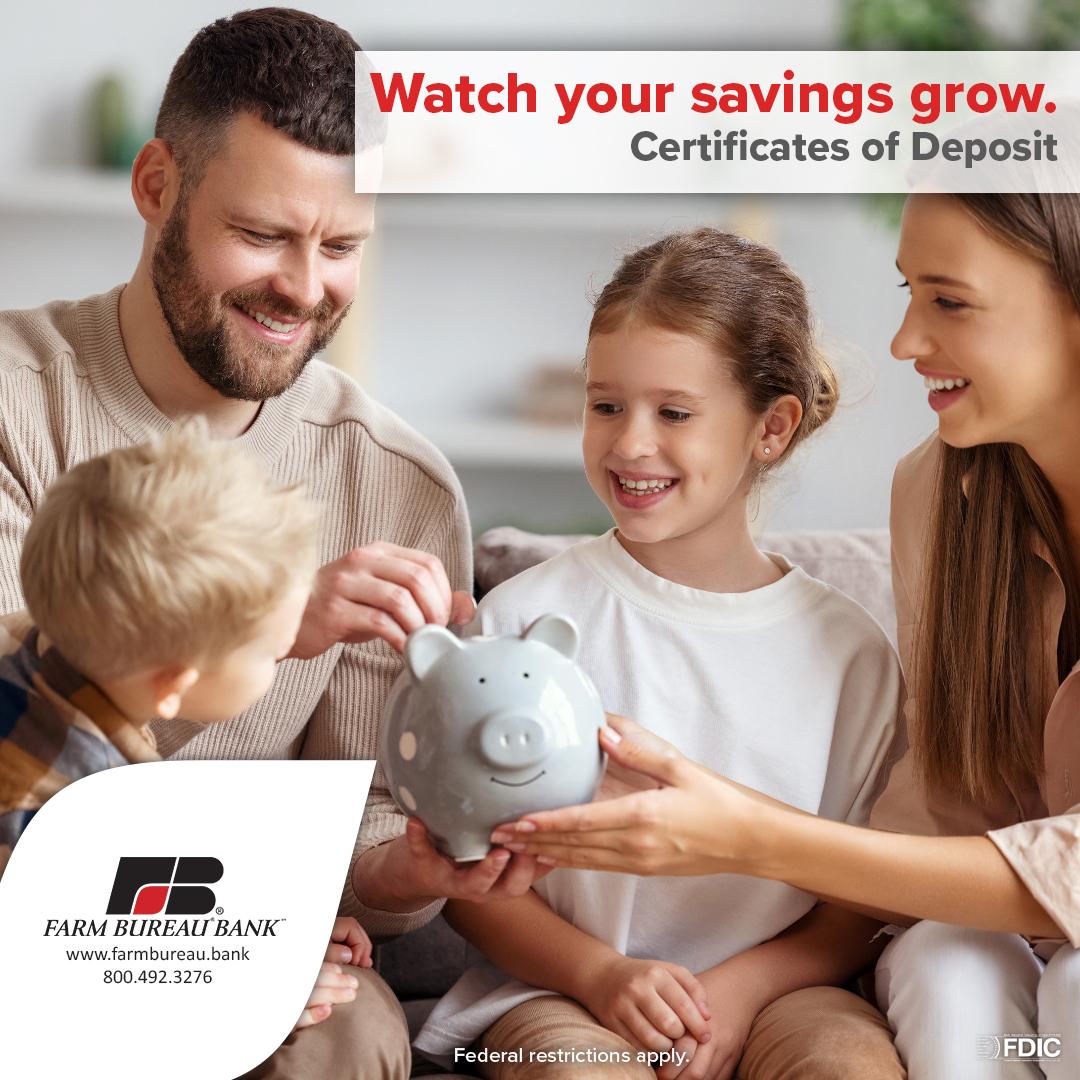 danielpmorgan's tweet photo. Watch your savings grow with Certificates of Deposit from Farm Bureau Bank® that give guaranteed returns! 

Contact me or visit online at https://t.co/aPbftr4LLC to apply today! https://t.co/uzYSRKv4N1