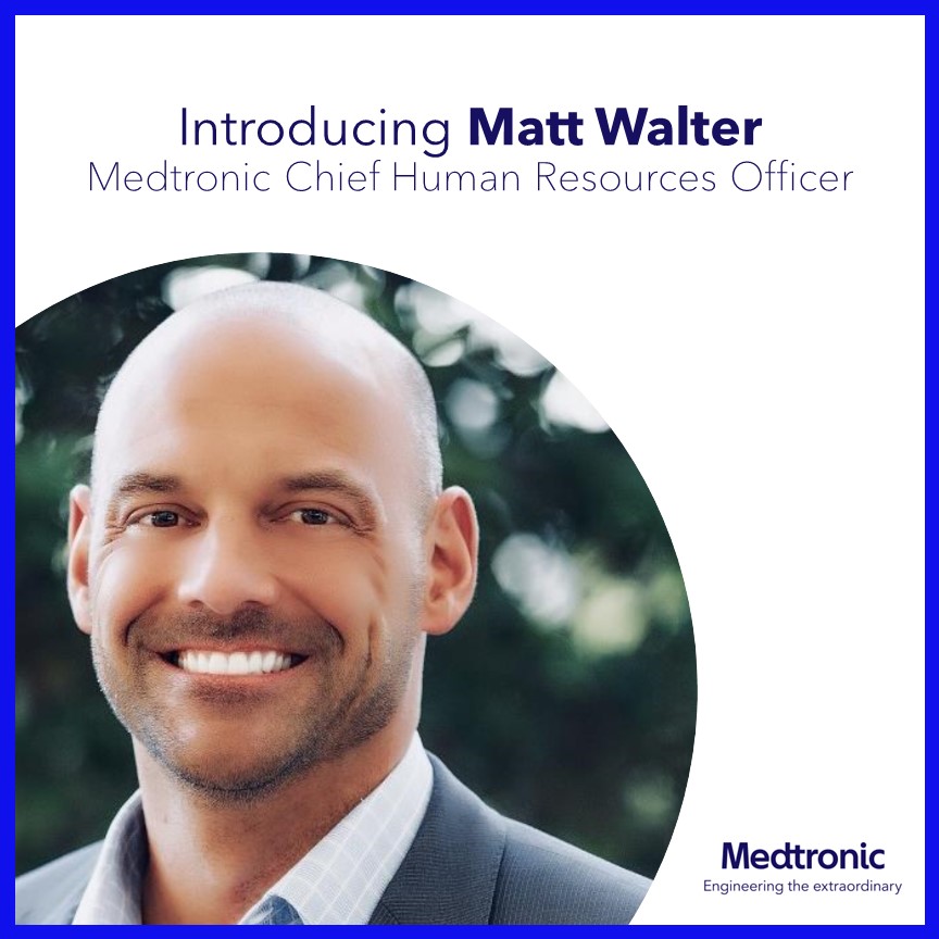 Pleased to introduce our new <a href="/Medtronic/">Medtronic</a> Chief Human Resources Officer, Matt Walter. His deep HR expertise, global perspective, and passion for talent will help advance our performance-driven culture and elevate our position as a healthcare technology leader.