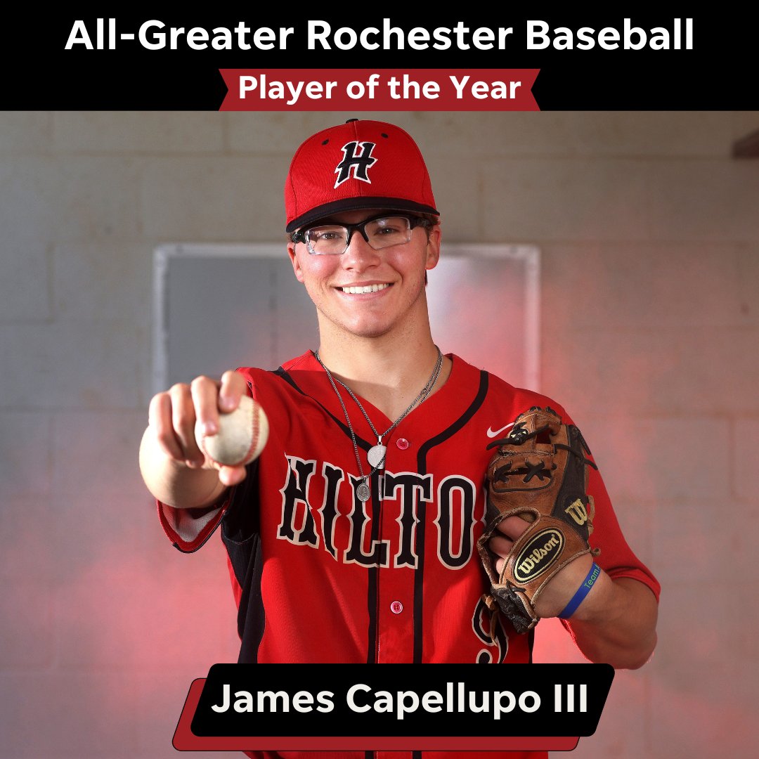 DandC's tweet photo. Let's tip our caps to @jamescapss 🧢⚾

Hilton pitcher James Capellupo tossed the most shutouts in Section V history, threw three no-hitters, had a 17-strikeout game and finished with a 0.26 ERA. He's committed to play at @RiverHawkBB

https://t.co/9ABp2fBaIR https://t.co/d8CPRILaWd