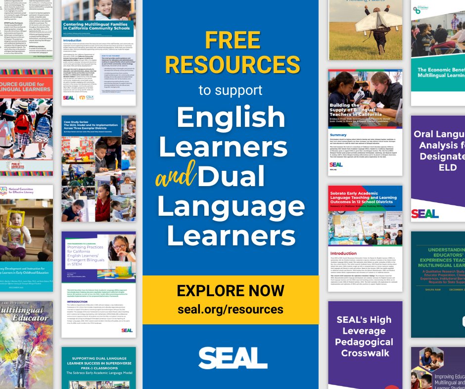 SEALedEquity's tweet image. Our resource library is full of FREE resources to support #EnglishLearners &amp;amp; #DualLanguageLearners.

Some items:
• Brief: Centering Multilingual Families in California Community Schools
• Video: Bilingualism Through the Eyes of a Student

Browse more: seal.org/resources/