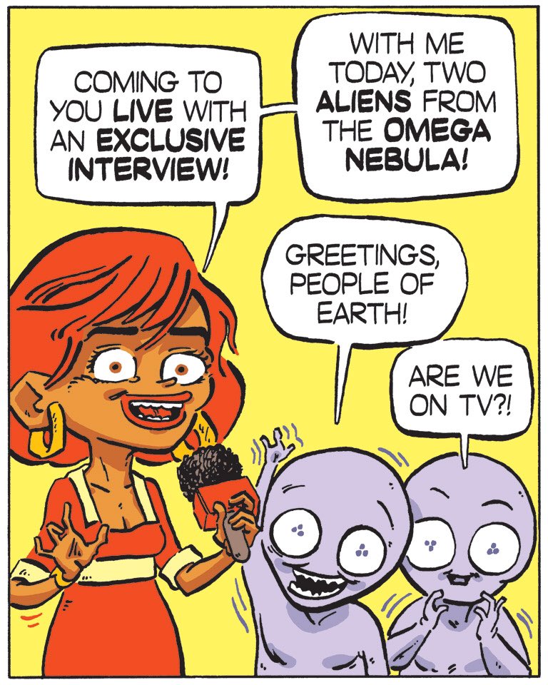 nathanolsenart's tweet photo. New Sundae Comics! Join my Patreon and receive EXCLUSIVE early access to all new comics!

Today we check in with our on-scene news reporter, who has an interview with two aliens from the OMEGA NEBULA you won't want to miss!

https://t.co/JkK1N7asnE https://t.co/ncycPjDXK6