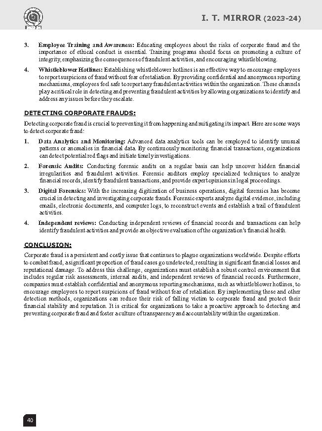 ITBA_abad's tweet photo. Thank You @samir120488 for contributing an article for IT Mirror Volume II (Year 2023-24) on the topic of "Corporate Frauds and Forensic: Safeguarding against Financial Misconduct"

Access full copy at: https://t.co/QSdFJXj4pZ https://t.co/FZKmRdThc0