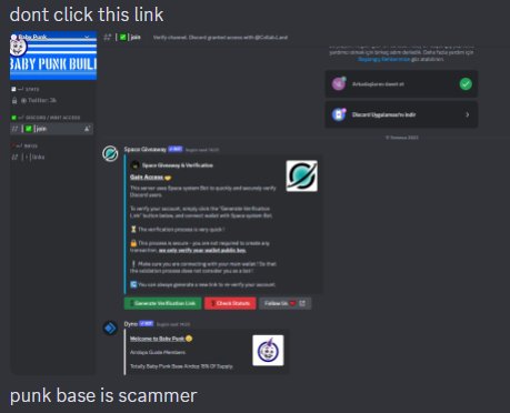PunkBase_'s tweet photo. They shout we scam?
We ask you PUNK, is this our discord?
The true Punk Army They know it's not our discord!!!
We never provide links that are in the wrong discord, only expired links because our invite links are timed.
BE CAREFUL FOR SCAMMERS!!!
#BuildOnBase #PunkBase https://t.co/662G9lDsT0