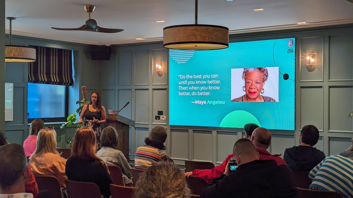 TalentAcademies's tweet photo. "Do the best you can until you know better. Then when you know better, do better."

@BriFitzsimons of @Black_andirish leaving us with the words of the great Maya Angelou at the end of an excellent Anti-Bias and Anti-Racism Seminar at Galway #FilmFleadh https://t.co/5FOrTpgalW