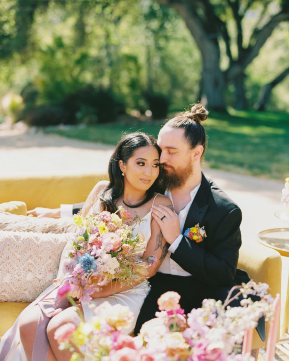 On Inspired By This: Your wedding day is the time to make a statement.  🌈 

( Planning &amp; Design- By Alysa Monet, Photography- Sarah Hadden, Mobile Bar- WayfarerBartending, Florals- Cassia Foret )

#onIBT