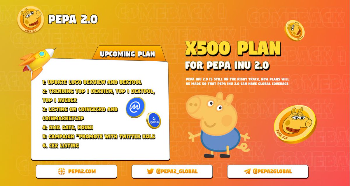 🐽 x500 plan for PEPA INU 2.0 🐽 😀 PEPA INU 2.0 is still on the right ...