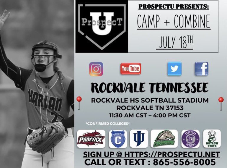 Get signed up today for one of the best camps/ combines of the summer in Tennessee. <a href="/TNUsoftball/">Trevecca Softball 🥎 💜</a> <a href="/CStateSports/">ColumbiaState Sports</a> <a href="/MotlowSoftball/">Motlow Softball</a> <a href="/CUPhoenixSB/">Cumberland Softball</a>