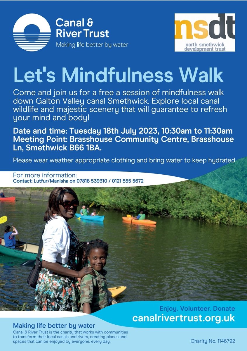 LutfurCRT's tweet photo. Our next "Mindfulness Walk", come and join for free! #keepCanalsAlive #CommunityRootsProject #MakingLifeBetterbyWater @CRTWestMidlands https://t.co/Z9wzkeHnn5