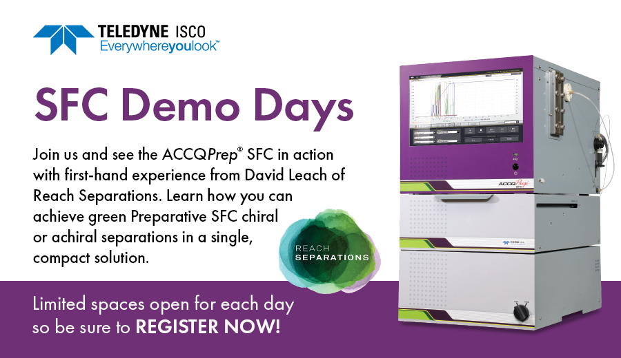 TeledyneIsco's tweet photo. Join us in Nottingham UK to see the ACCQPrep SFC in action. Get first-hand experience from David Leach with Reach Separations. Spots are limited for each date so register now! Sessions run from August 10 to November 23. https://t.co/hqSH7Cjuin

#Prepsfc #chromatography https://t.co/A5sf0dW2En