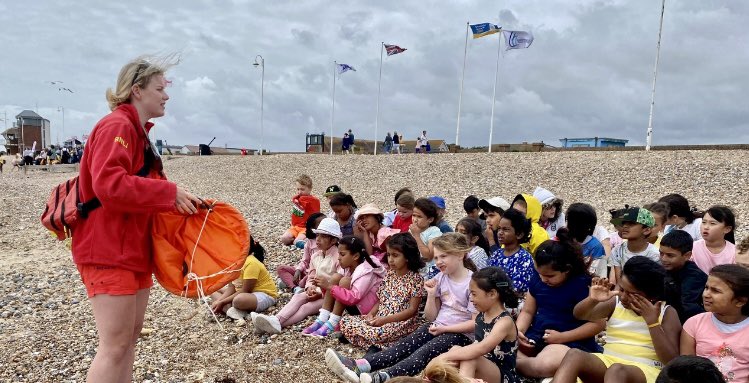 We have enjoyed jumping over the waves and splashing around. After lunch we listened to the lifeguard and learnt how to be safe at the seaside.