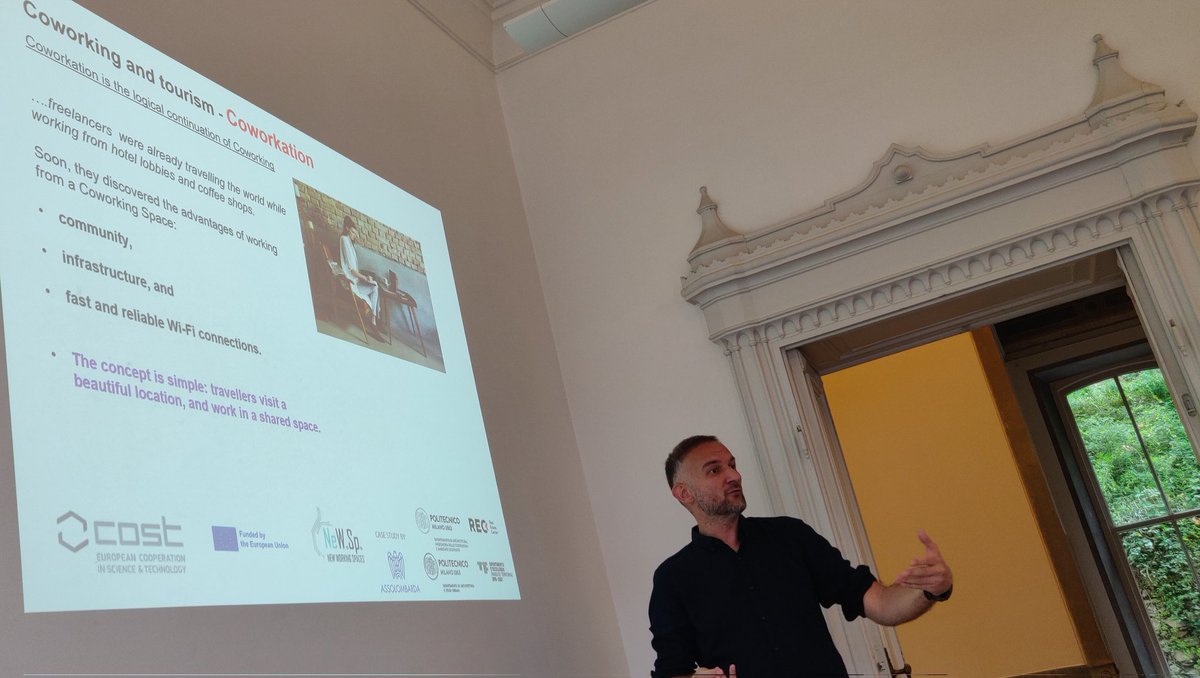 NewWorkingSpace's tweet photo. An exciting lecture about #Workation #digialnomads #Coworkation &amp; #digitalwellbeing by @ustankov #SSWM2023 #NewSp #CA18214 https://t.co/lserohI64S
